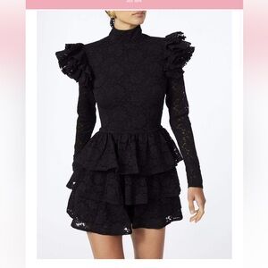 Caroline Constas Emily Lace Black Mini Dress